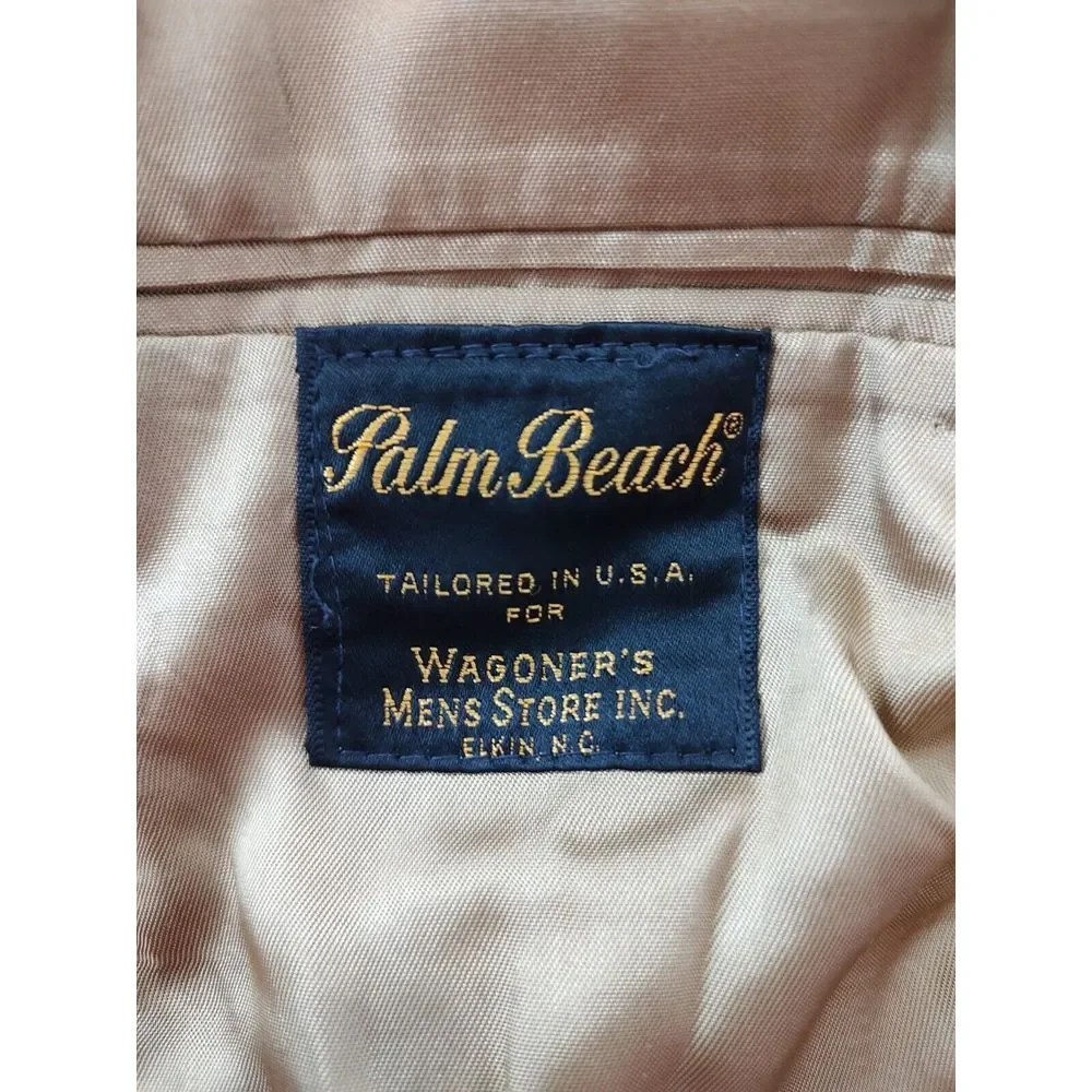 Vintage Tan Hopsack Blazer Mens Gold Crest Button‎ Sport Coat Beige 22.5 Pit